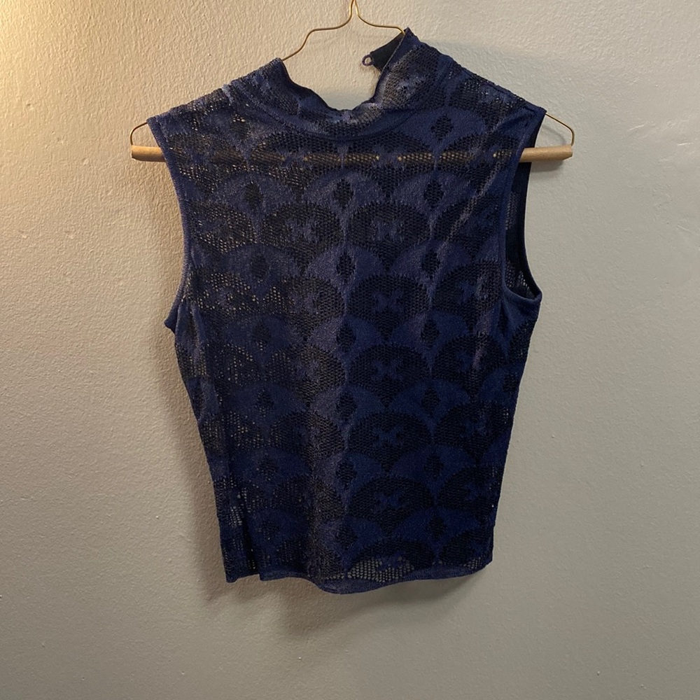 Women’s dark navy perforated halter top| Made in Italy